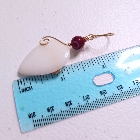 White & Raspberry Teardrop Earrings ~ OOAK Self-Love Gift, Feminine Bold & Sexy! - Picture 10 of 11